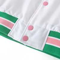 Blouson Bomber AKA personnalisé avec doublure brodée de lettres grecques pour femme, rose, vert, blanc, style universitaire streetwear