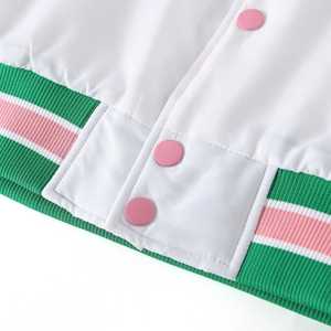 Chaqueta Bomber AKA con Forro Personalizado, Bordado con Letras Griegas, Rosa, Verde y Blanco, Estilo Universitario, para Mujer - Product Image 5