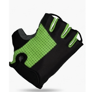 Gants de cyclisme unisexes à demi-doigts, noirs et verts, avec empiècements, ajustement universel, en PU, paume antidérapante, pour sports de plein air - Product Image 1