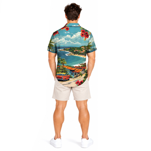 <b>Mens</b> Summer Vacation <b>Shirt</b> Horn Button Full Print Tropical Design Lightweight Polyester Quick Dry Breathable Casual <b>Beach</b> - Product Image 5