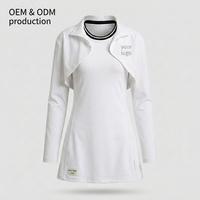 Ensemble deux pièces pour femme : robe de sport à manches longues et veste courte, col rond, fente latérale, au-dessus du genou, séchage rapide, respirant, pour pickleball