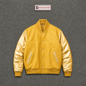 Premium Golden <b>Bomber</b> <b>Varsity</b> <b>Jacket</b> <b>Men's</b> Winter Fashion Outerwear Lightweight Heated Eco-Friendly College Comfort Fit - Product Image 5