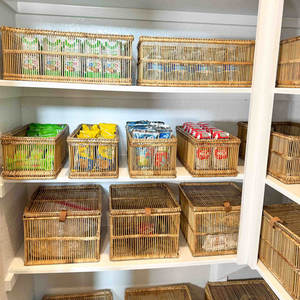 Panier de rangement décoratif en bambou et rotin tissé à la main accessoire décoratif pour la maison - Product Image 3