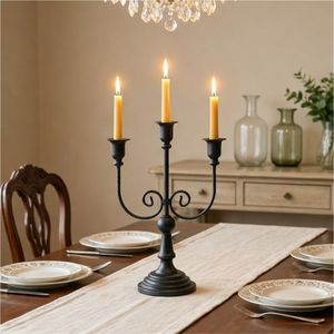 Candelabro de Metal de Lujo con Múltiples Brazos, Portavelas Alto de Hierro Rústico, Decoración para el Hogar, Centro de Mesa para Sala de Estar, Boda - Product Image 1