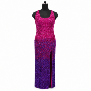 Luxury Ombre Pink Purple <b>Sequin</b> Mermaid Maxi Dress for Women Elegant Evening Party Gown Wedding Cocktail Reception Dress - Product Image 1