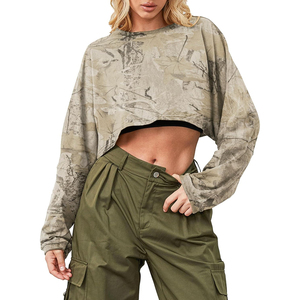 Sweat-shirt court pour femme, doux, confortable, léger, à manches longues, décontracté, streetwear, haut tendance - Product Image 5