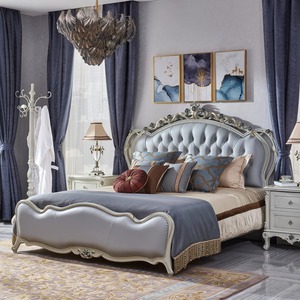 Juego de Muebles de Dormitorio de Diseño Antiguo con Cama King Size Tapizada en Cuero PU Estilo Francés - Product Image 5