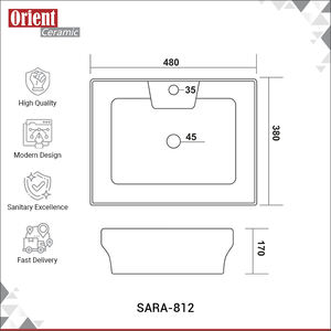 Lavabo de Cerámica Blanco de Primera Calidad Hecho en India, Lavabo de Sobremesa Blanco a un Precio Accesible - Product Image 3