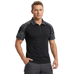 Polo à manches courtes pour homme, séchage rapide, couleur unie, tricoté, design sportif avec fermeture éclair, vêtements décontractés pour l'extérieur, vêtements décontractés personnalisés BD - Product Image 1