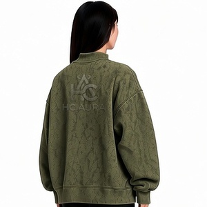 Top Demand Acid Washed Oversized <b>Fleece</b>/Cotton Sweatshirt <b>Black</b> Color Premium Mock Neck Drop Shoulder Pullover Winter Streetwear - Product Image 4