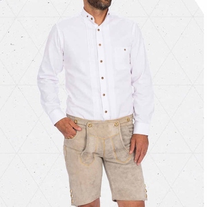 Pantalones Cortos de Cuero Beige Tradicionales para Hombre con Tirantes, Cintura Alta, Cierre de Botones, Ropa Casual de Verano - Product Image 2