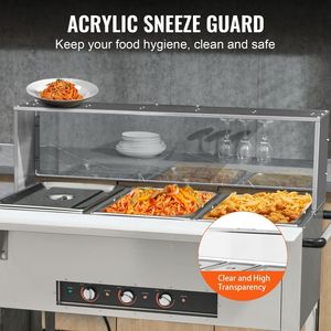 Commercial 3-<b>Pan</b> Food Warmer 1500W <b>Electric</b> Steam Table 20.6QT Capacity Manual Professional Buffet Catering Acrylic Snee - Product Image 5