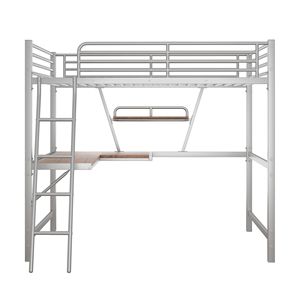 Cama de tamaño completo Loft de metal y MDF con escritorio y estante Camas de metal Categoría de producto - Product Image 5