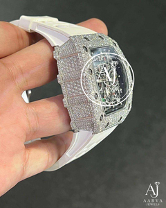 Reloj de Cuarzo Cuadrado con Números Arábigos, Analógico, Cristal Tallado, Correa de Acero Inoxidable, Cronógrafo, Resistente al Agua 5BAR para Hombre - Product Image 3