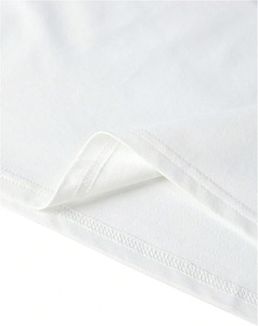 T-shirt blanc surdimensionné 100 % coton pour homme, décontracté, à manches courtes, col rond, en jersey uni, coupe classique, longueur normale, tricoté, teint uni - Product Image 2