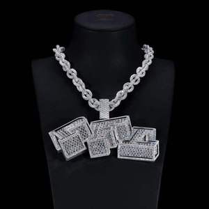 Custom Iced Moissanite <b>Letter</b> Pendant Hip Hop Chain Necklace <b>Brass</b> Metal Name Charm for Men Women Party Jewelry - Product Image 1