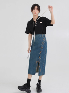 Mini-jupe tendance taille haute pour femme, style mignon en denim, pour des looks du jour au soir, toutes saisons - printemps, été, automne, hiver - Product Image 3