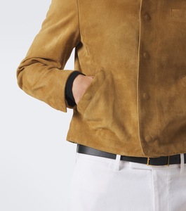 Chaqueta Camisera Unisex de Cuero con Parches, Cuello Vuelto, Cierre de Botones, Estilo Casual para Otoño, Ajuste Delgado, Transpirable, Estilo Urbano - Product Image 3