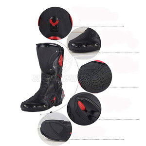 Chaussures de moto pour hommes, antidérapantes, imperméables, en cuir, bottes de moto en cuir imperméables - Product Image 3
