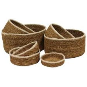 Ensemble de 3 housses de pots de plantes en osier naturel tressé à la main, écologiques, avec poignées et doublure imperméable pour la décoration intérieure - Product Image 5