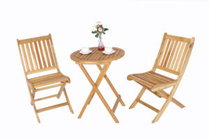 Ensemble bistrot en bois naturel, construit avec un cadre en bois durable, idéal pour les repas décontractés en plein air et la détente - Product Image 5