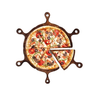 Bandeja de pizza creativa de estilo europeo, subpaquete irregular y de forma especial, platos occidentales, vajilla negra, bandeja de madera para carne de Pizza - Product Image 1