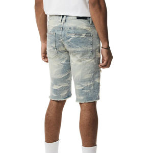 Custom <b>Mens</b> Acid Wash Distressed Denim Shorts Ripped Vintage Blue <b>Jean</b> Streetwear <b>Drawstring</b> Casual Summer Breathable - Product Image 4