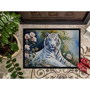 White Tiger Doormat Non-Slip Washable Low Pile 24H X 36W Indoor <b>Outdoor</b> Entryway Rug Front Door <b>Mat</b> - Product Image 3