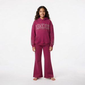 Conjunto de Sudadera con Pedrería y Pantalones Acampanados para Niñas, Ropa Deportiva de Dos Piezas, Estilo Urbano, Personalizada, Venta al Por Mayor - Product Image 3