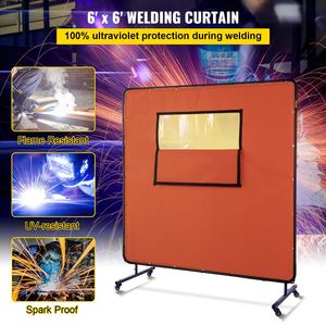 6 'X 6' schermo di saldatura ignifugo in fibra di vetro telaio metallico 4 ruote sito industriale porta rossa tende finestra finestra trasparente - Product Image 2