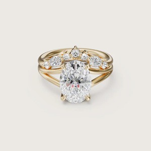 3CT Lab Diamond Oval Cut 14k Solid Gold Solitaire 4 Prong Setting 2MM <b>Split</b> Band Engagement <b>Ring</b> VS+ F Color /IGI Certified - Product Image 4