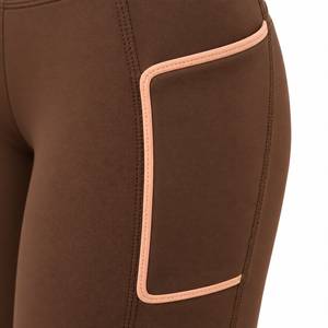 Women's High Waist Full Length <b>Leggings</b> With Side Pockets Solid Color Sporty Style Stretch Breathable <b>Knitted</b> Fabric - Product Image 6