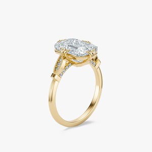 Anillo de Diamantes de Corte Esmeralda de 3.00 Ct en Oro Amarillo, Anillo de Compromiso de Lujo, Joyería Fina para Mujer - Product Image 1