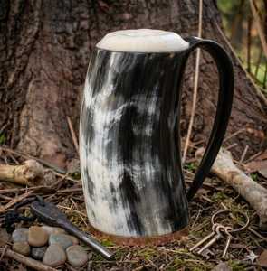 Handmade Polished Horn <b>Mug</b> With Long Handle Vintage Drinking Cup For Beer Wine Outdoor Use - Product Image 1