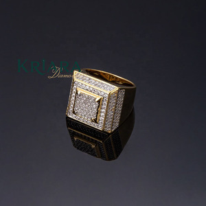Men's 925 Silver 18K <b>Gold</b> Plated Rhodium Plated Moissanite <b>Cocktail</b> <b>Ring</b> Geometric Pave Setting Hiphop Style Everyday Wear - Product Image 3