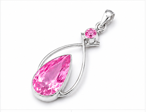Pendentif en argent sterling 925 avec quartz rose en forme de goutte, collier en argent 925 avec quartz rose taille poire, bijou fait main - Product Image 3
