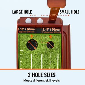 Tappetino da Golf Orientato a Sinistra con 2 Buche per Allenamento Indoor, Anti-Piega, Set Mini Golf con Ritorno Automatico della Palla e Allineamento per Casa - Product Image 5