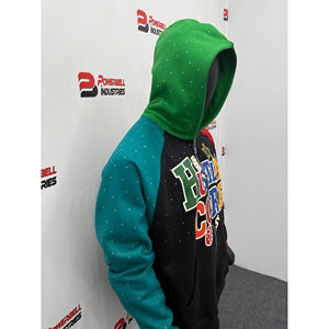 Sudadera con capucha de algodón polar con cremallera completa y pedrería, estilo casual urbano, manga raglán, al por mayor - Product Image 5