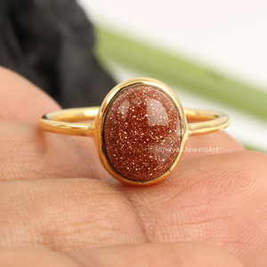 Best Quality 8x10mm Brown Goldstone Unique <b>Eternity</b> Vermeil <b>Ring</b> 925 <b>Sterling</b> <b>Silver</b> 18k Gold Plated Oval Shape Trendy Party - Product Image 6