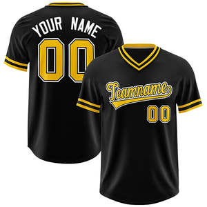 Jersey de béisbol con cuello en V elegante para hombres y mujeres cosido personalizado o impreso nombre y número - Product Image 1