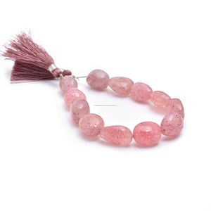 Perles de quartz fraise naturel faites à la main, lisses et de forme ronde, de qualité supérieure, pour la fabrication de bijoux, cadeau idéal, prix de gros - Product Image 2