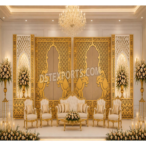 <b>Islamic</b> Wedding Laser Cut Backdrop Screens For Walima Night Setup Elephant Theme Golden Wedding Laser Cut Stage <b>Frames</b> - Product Image 1