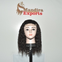 Perruque bouclée en cheveux humains indiens Remy non traités de qualité supérieure, avec dentelle HD, noir naturel, extensions à double trame fabriquées à la machine, vente en gros