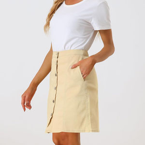 Falda vaquera mini de mezclilla de moda, de color liso, con pliegues anchos, transpirable, de alta calidad, nueva colección primavera-verano para mujer. - Product Image 6