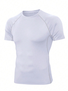 T-shirt de compression pour homme en coton lisse, écologique, respirant, style urbain, manches courtes, personnalisation complète, prix abordable - Product Image 2