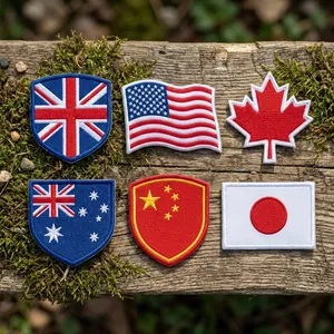 Parches Bordados con Banderas de Países del Mundo: Reino Unido, México, Inglaterra, Alemania, Corea, Estados Unidos, CON OVERLACE - Product Image 3