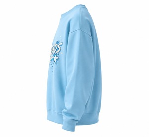 Sweat-shirt unisexe bleu clair à col en V, doublé, en jersey, imprimé par pulvérisation, décontracté, coupe classique, pour l'été - Product Image 3