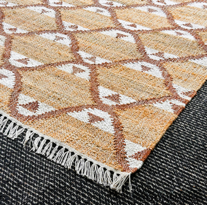 Tapis en jute fait main, tissé à la main, en fibres naturelles, écologique, fin, tressé, à poils ras, style abstrait moderne, anti-bactérien, pour l'exercice et la prière - Product Image 6