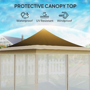 12FT X 12FT Brown Garden Patio Pop up <b>Tent</b> with Carry Bag UPF50+ <b>Canopy</b> <b>Tent</b> Featuring Mesh Netting - Product Image 6