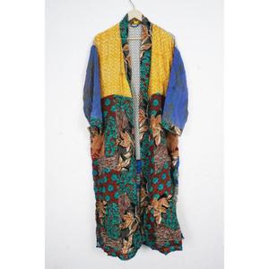 Robe kimono vintage en soie patchwork, style bohème, ouverte sur le devant, robe kimono de luxe, robe kimono pour la plage, robe kimono pour les fêtes, peignoir - Product Image 3